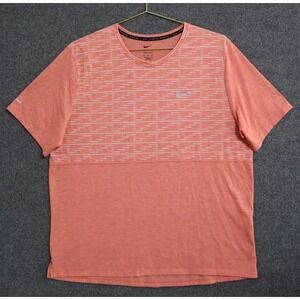 Nike Running Division Shirt‎ Men XL Coral Reflective Short Sleeve Crew Tee EUC